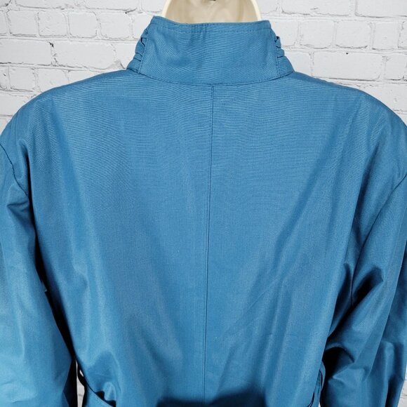 VTG London Fog Maincoats Blue Belt Thinsulate Zip Liner Overcoat Trench USA 14R - Picture 12 of 16